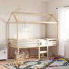 VidaXL High Bed with Roof 75x190 Cm Solid Pine Wood, Bed, Bed Frame, Loft Bed, Bedroom Furniture, 3282141