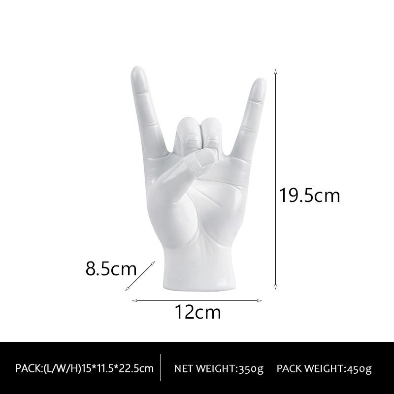 Gold Decoration, Music Sign Rock Hand Statue Living Room Bedroom Finger Modern Hand Gesture Sculpture Home Shelf Desktop Gift
