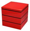 Yamanaka Lacquer Simple Style Lunch 3 Tiers 9 Paprika Box, (with Dividers), Red, M16703-0