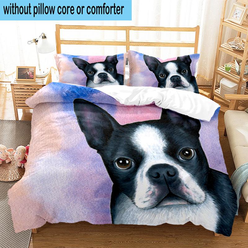 French Bulldog 3pcs Bedding,Including 1pc Duvet Cover And 2pcs Pillowcases Perfect for Christmas,Ideal for Bedroom, Dormitory