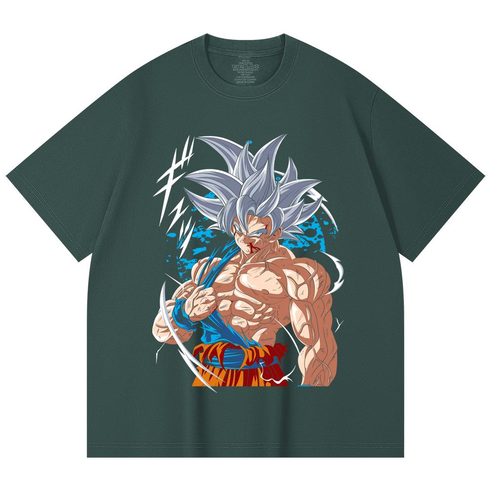 230 г/м² 100% хлопок Dragon Ball V47 Goku Ultra Instinct Принт Унисекс Тяжелая хлопковая футболка