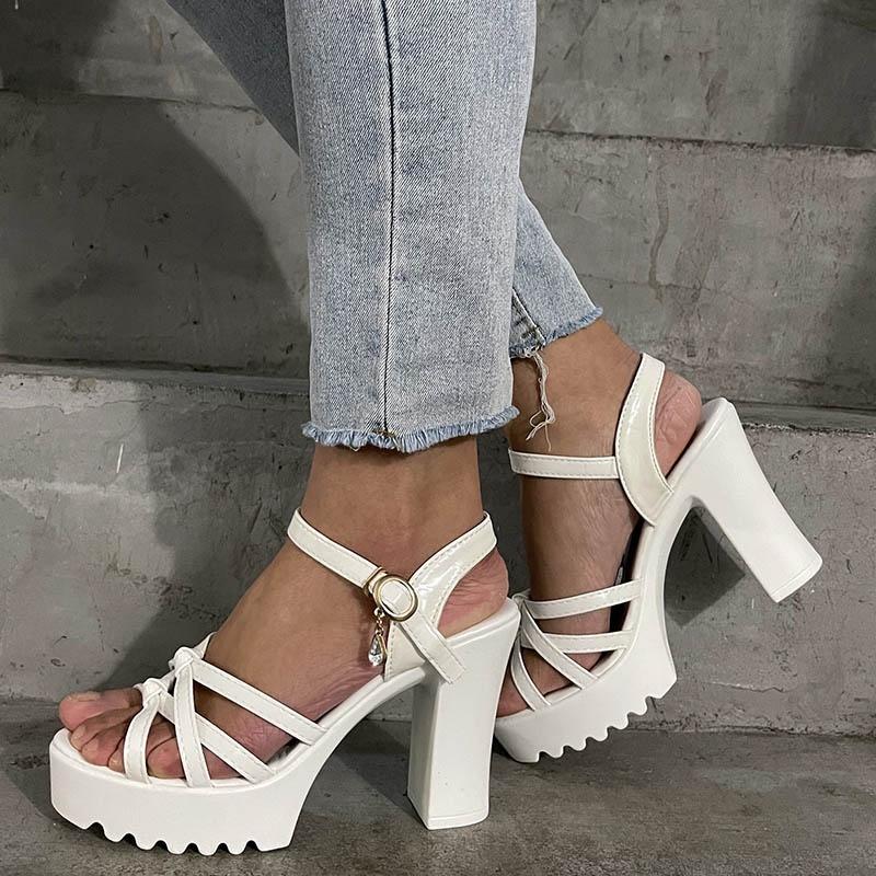 Новые летние модные женские сандалии на платформе, римские туфли на толстой подошве и очень высоком каблуке