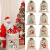 1PC Christmas Drawstring Burlap Gift Bag Children's Holiday Gift Burlap Bag 40x50cm