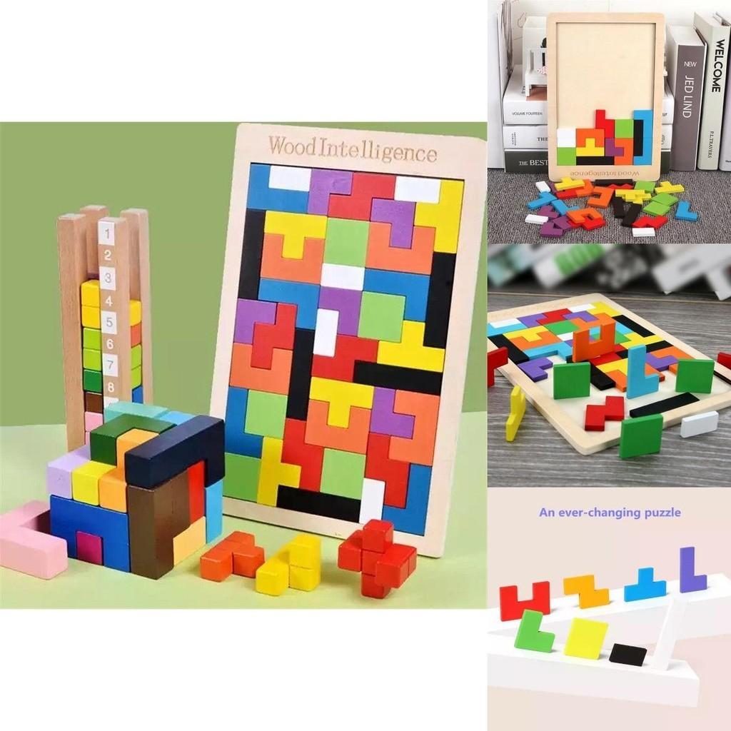 Увлекательные красочные деревянные развивающие игрушки тетрис для детей от 3 до 8 лет