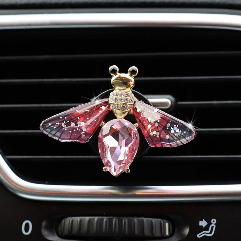Stylish Alloy Rhinestone Bee Butterfly Dragonfly Car Air Vent Scent Clip