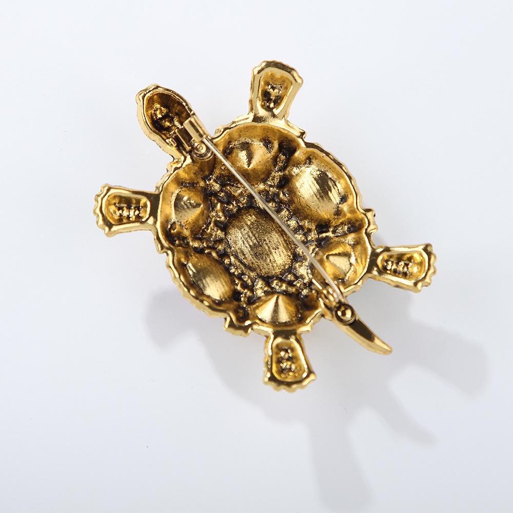 Vintage Rhinestone Turtle Badges for Women Men Swimming Sea Animal Party Brooch Pins Gifts