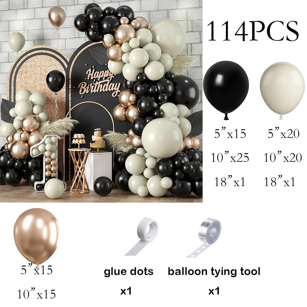 Black White Sand Balloons Garland Sand White Champagne Gold Ballon Arch Kit Birthday Party Baby Shower Wedding Decoration Globos