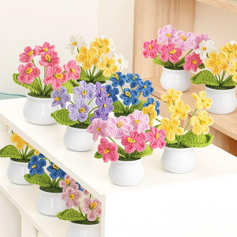 New Handmade Mini Crochet Flowers Multicolor Simulation Artificial Flower Bonsai Gift DIY Artificial Flower Mother's Day
