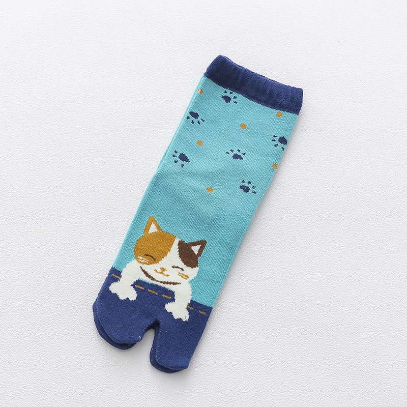 Sweat-Absorbent Socks Warm Women's Autumn Winter Cartoon Animal Mid-Calf Length Socks Female Cotton Socks Toe