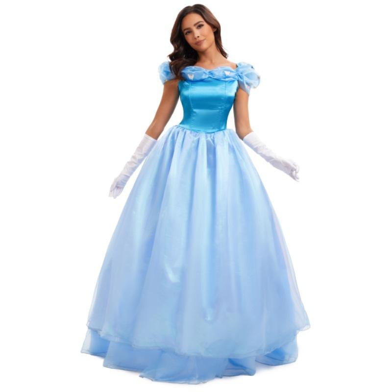 Хэллоуин Взрослое Платье для Сценического Выступления Премиум Издание Платье Принцессы Золушки Платье для Праздничной Вечеринки Синее Платье