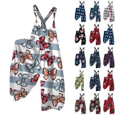 Женский летний комбинезон с рождественским принтом в винтажном стиле (Нерегулируемые ремни)