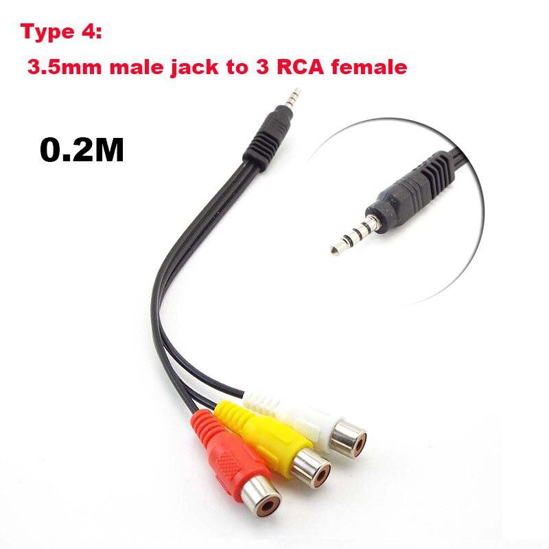 4 Types 3.5Mm Male Jack Plug Stereo To 2Rca 3 Rca 3.5Mm Rca Male Female Connector Cable Headphone Aux Y Adapter Cord Audio
