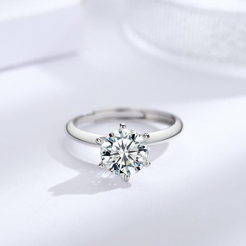 Кольцо с короной из серебра 925 пробы с шестью когтями, женское, классическое, 18-каратное, с бриллиантами, 123 карата, платиновое, обручальное, розовое золото, открытое кольцо