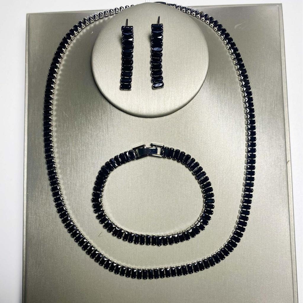 Многоцветный циркониевый цепочечный колье-браслет-серьги с захватами для женщин