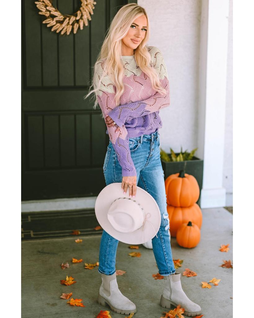 Azura Exchange Вязаный свитер с цветными блоками