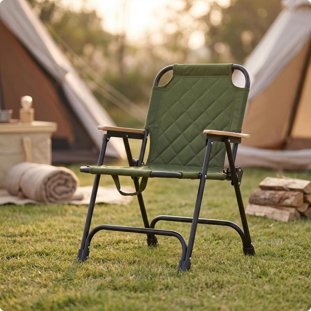 Camping Chair with Padded Seat Quilted High Back Folding Foldable