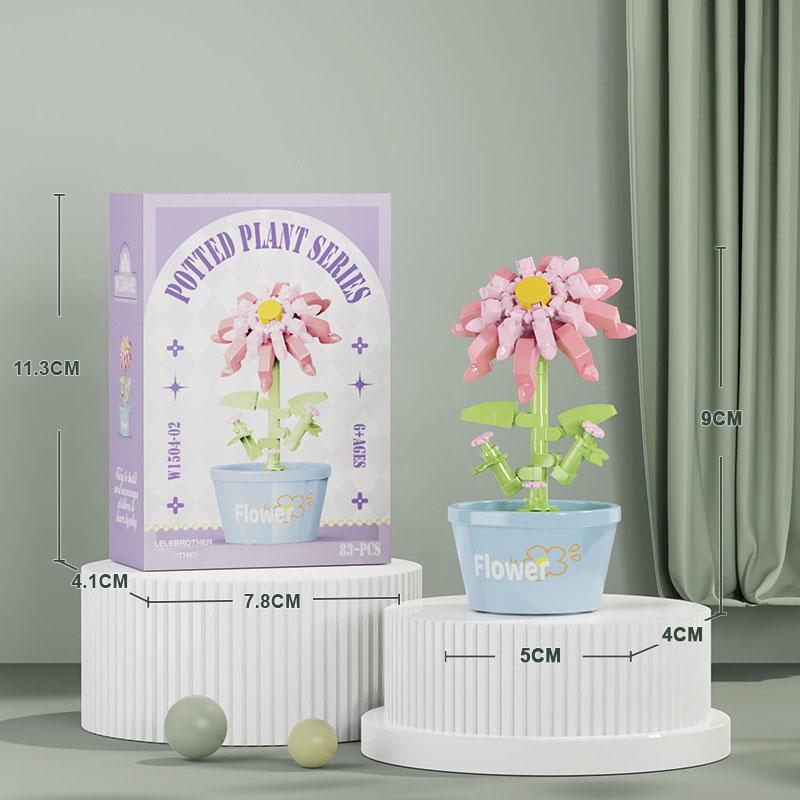 Букет Вечных Цветов Бонсай Комнатное Растение Модель Микро Строительные Блоки Украшение для Дома Головоломка Игрушки Детские Подарки на День Рождения Рождество
