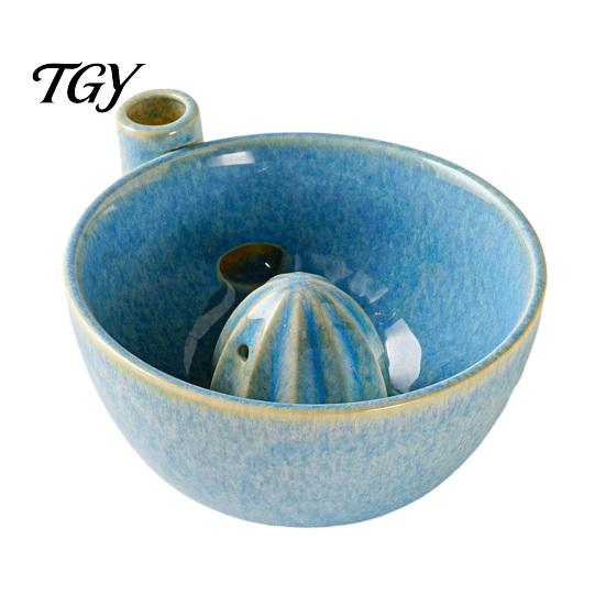 Lemon Lime Squeezer Tool Ceramic Berry Washing Bowl, Manual Citrus Juicer Reamer, Fruit Cleaning Bowl And Juice Extraction for Kitchen Breakfast Salad