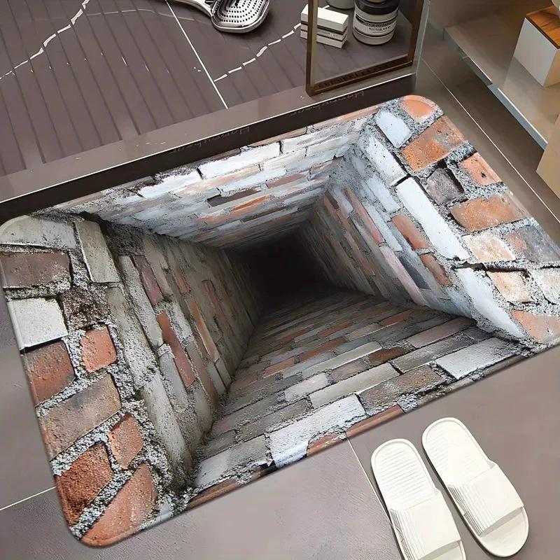 Pool Stone Hole 2D Printed Carpet Endless Abyss Living Room Bedroom Door Mat Home Decoration Carpet