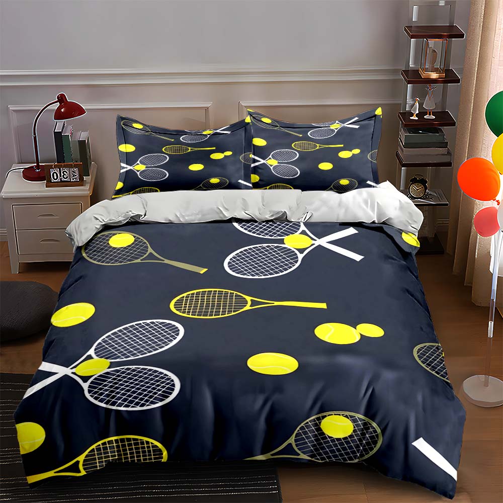 Tennis-themed design Bedding Duvet cover sets Duvet covers Pillowcases gifts (1 * Duvet Cover 2 * Pillowcases, without duvet insert)
