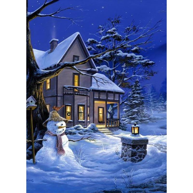DIY Snow Winter 5D Diamond Painting Full Round Drill Scenic Diamond Embroidery Cross Stitch Mosaic Kits Wall Art Home Decor