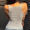 Women Scuplted  Solid Color Square Neck Tank Top