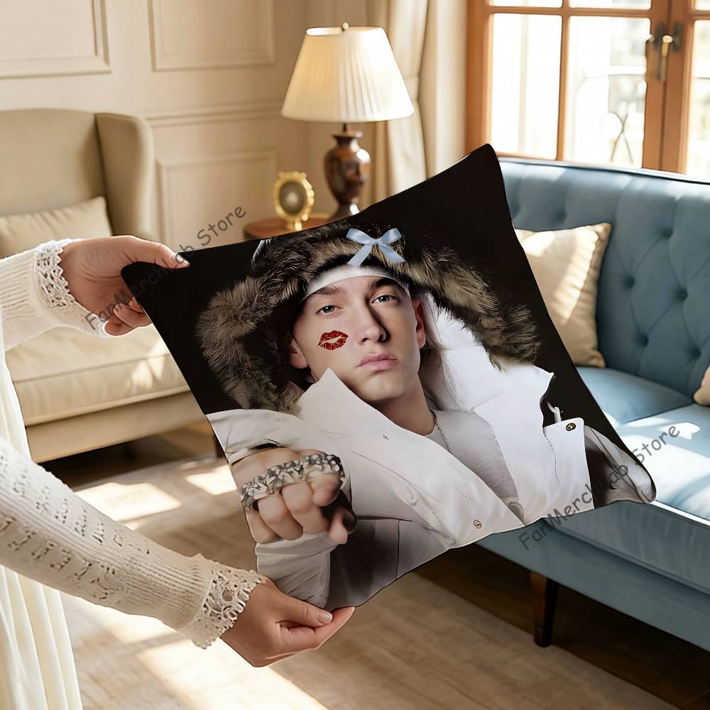 Singer EEminemS Anime Pillow Case Antidustmite Pillowcase Invisible zipper silky short plush Sofa cushion cover