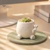 Милый настольный цветочный горшок для суккулентов, 3D-печатное растение с рукой, держащей сердце, Матовый белый горшок с керамическим видом, Маленький, из смолы, для дома