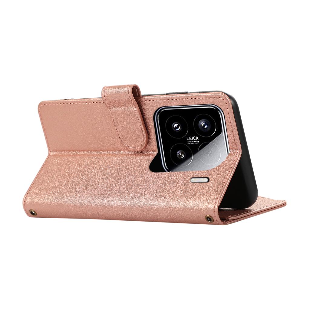 For Xiaomi 15 Case Multi Card Slots Zipper Leather Phone Cover with Shoulder Strap/Wrist Strap