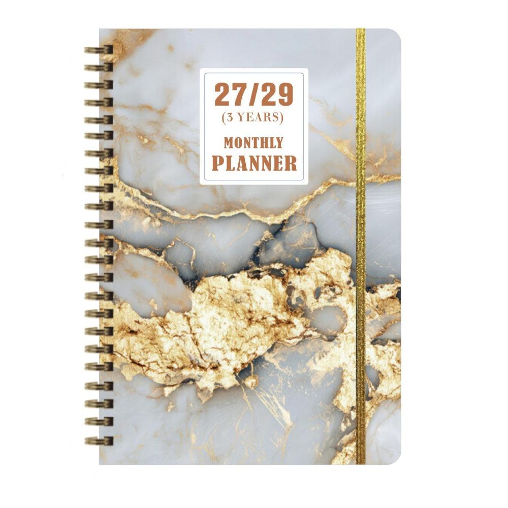 Flower Theme Cover 3-Year Plan Book Spiral Bound Multi-Year Agenda Notepad  School Supplies