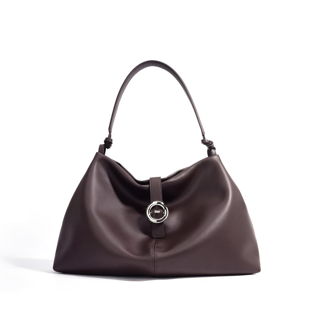 New simple and stylish versatile shoulder bag, large-capacity high-end crossbody bag, vintage commuter genuine leather women's bag
