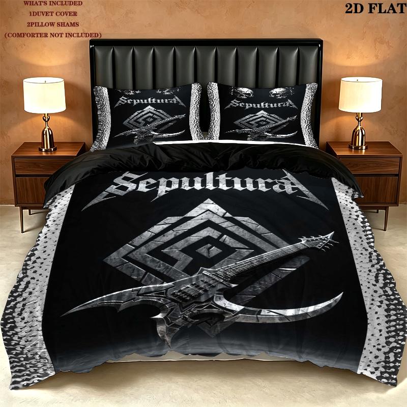 Sepultura Pattern Bedding Set Quilt Cover Pillowcase Home Decor Gift (1 * duvet cover + 2 * pillowcase, without core)