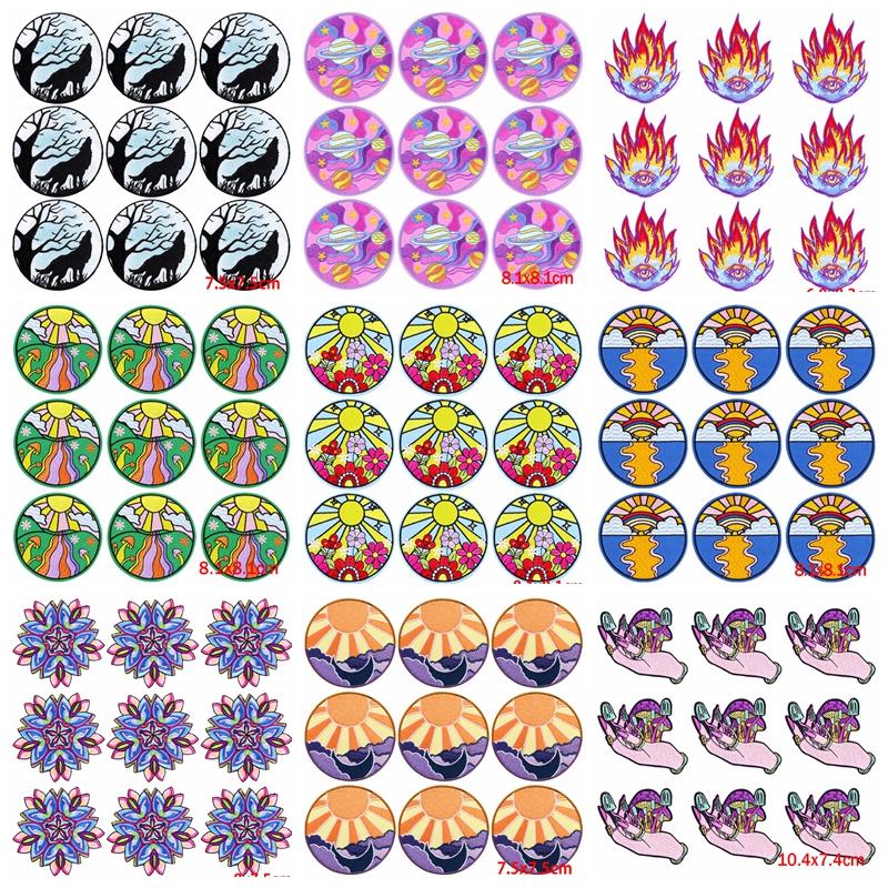 10Pcs/Lot Landscape Outdoor Patch Iron On Embroidery Patches For Clothing Thermoadhesive Patches On Clothes Wilderness Patch