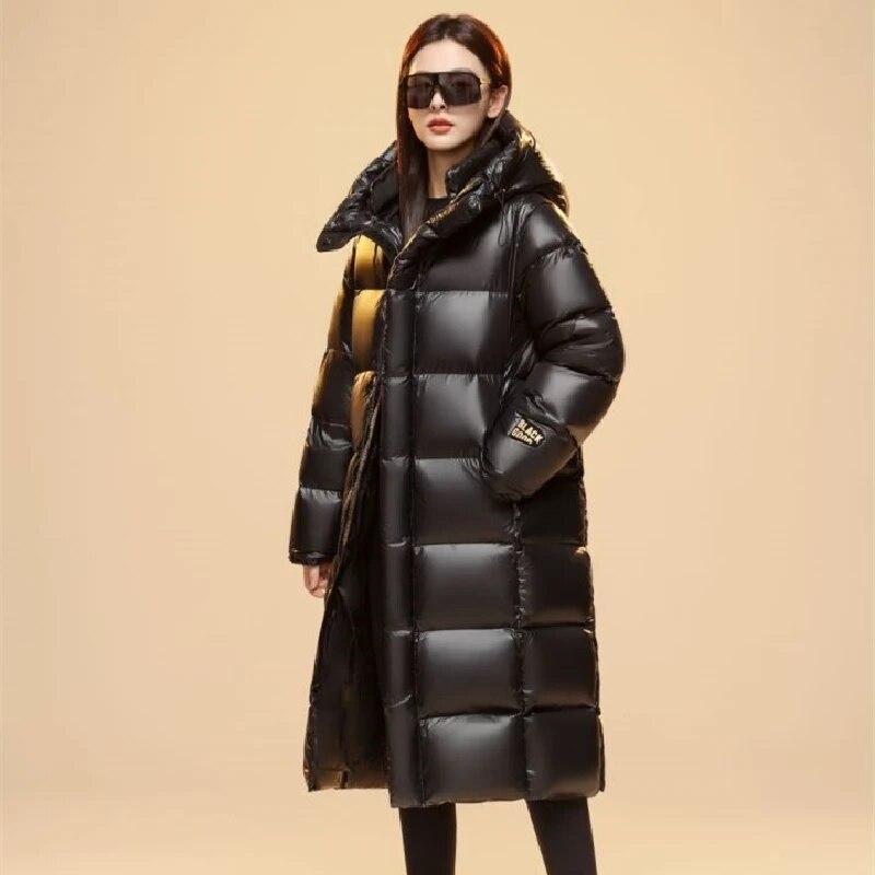 New Arrivals Female Winter Hooded Casual Down Coats Women Black X-Long 90% White Goose Down Thicken Warm Jackets
