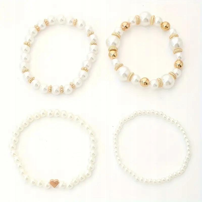 Women' Pearl Bracelet 4 Pieces SET Pearls Set PEARLS Wedding
