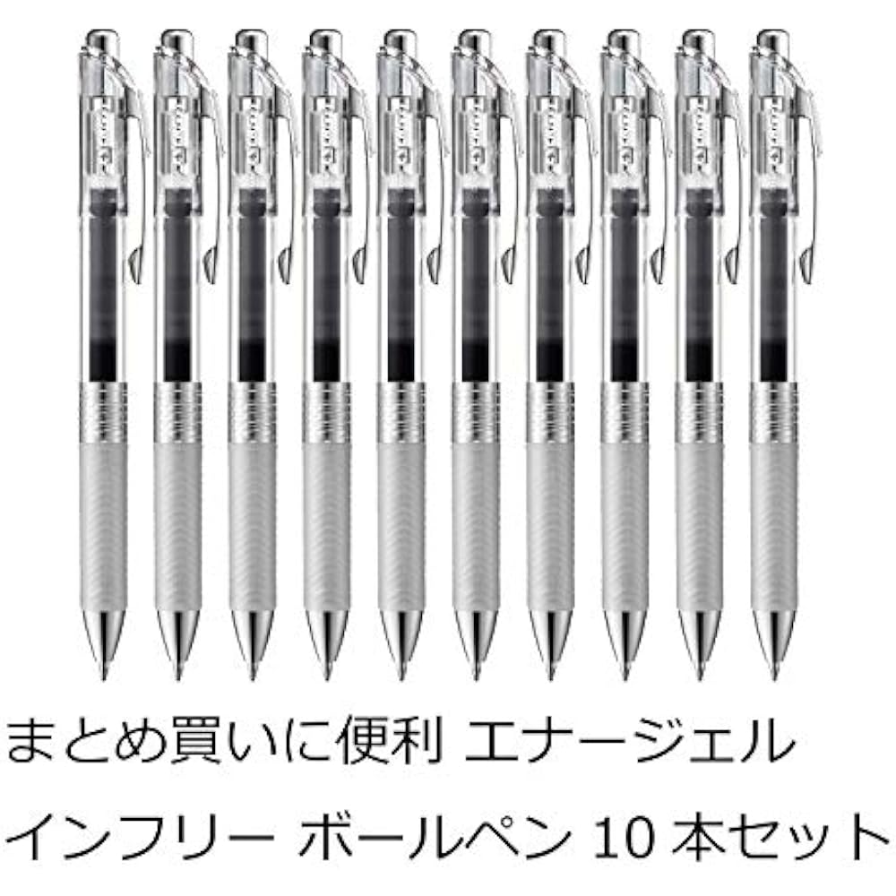Шариковая ручка Pentel Гелевые чернила Гель Infree 0,7 мм Прозрачный корпус BL77TL-A Черный 10 шт.