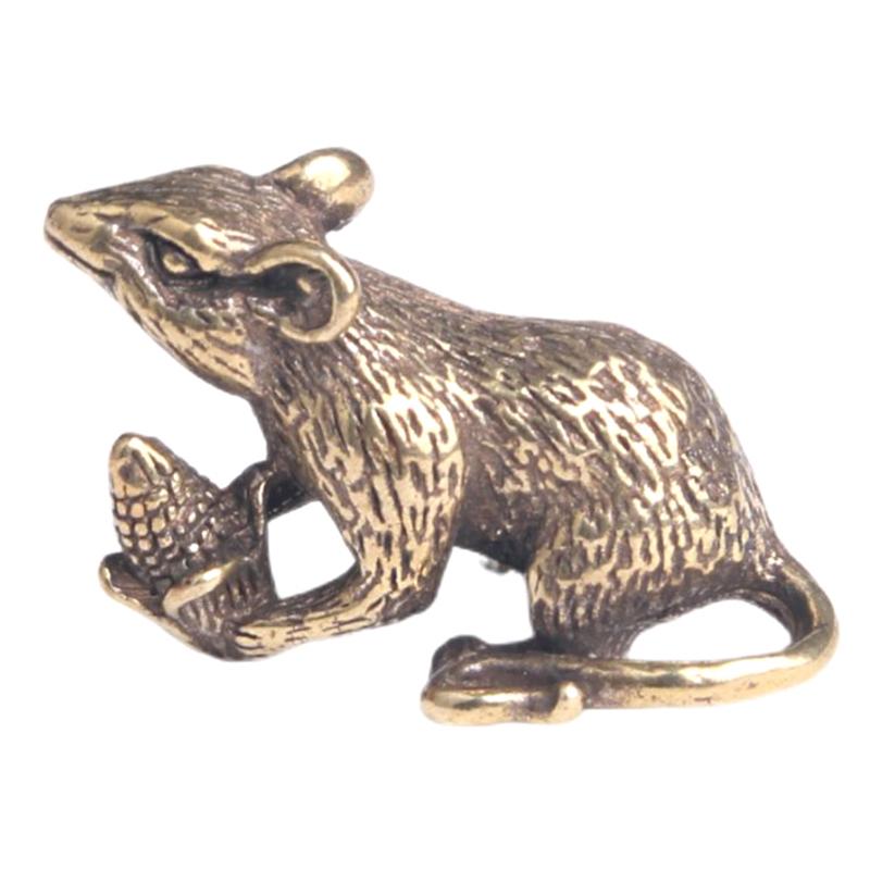 Медь Мышь Подношение Фигурки Миниатюры Креативная Милая Крыса Счастливое Животное Маленькое Настольное Украшение Фэн-шуй Домашний Декор