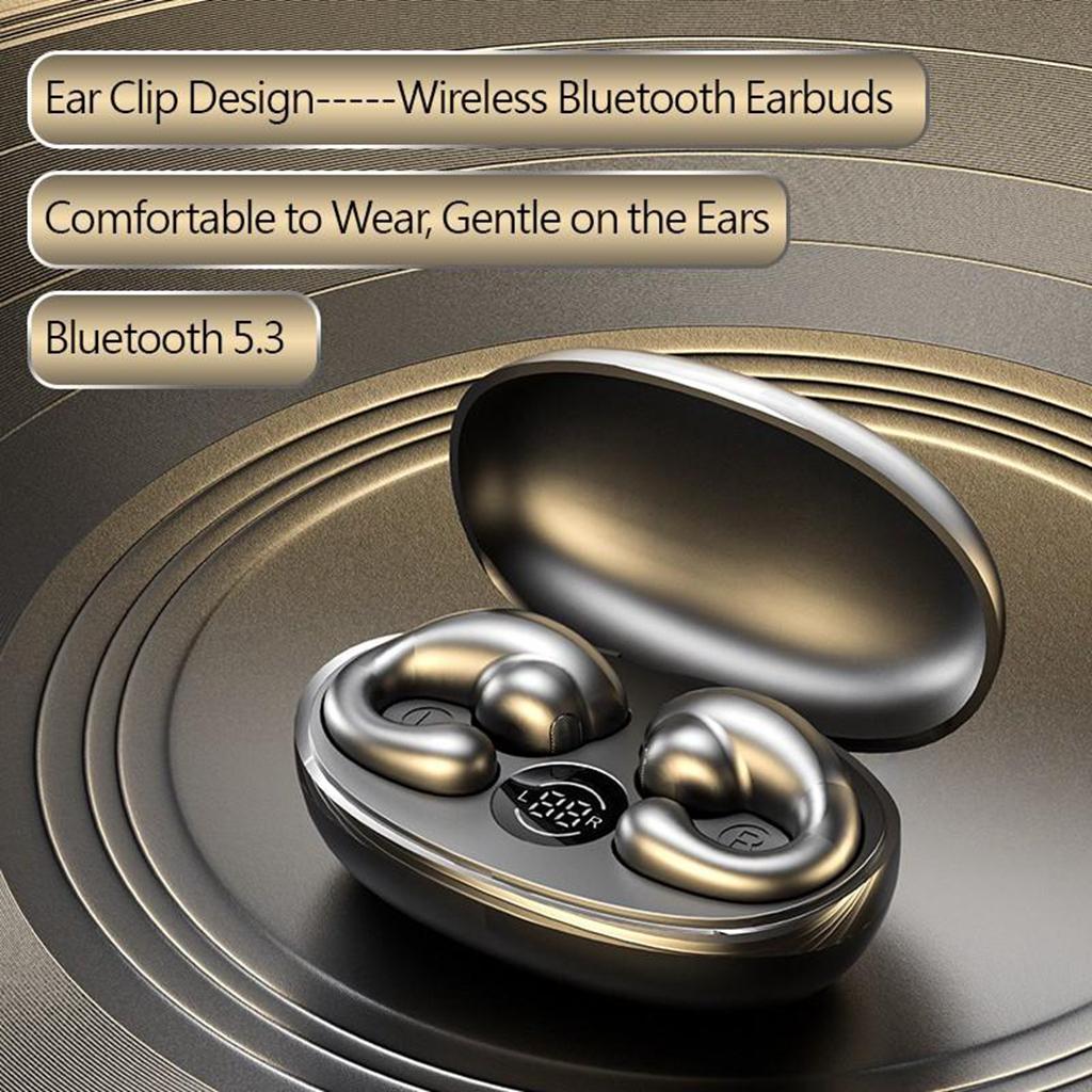 Painless Wear Digital Display Earphones Wireless Ear Clip Earpieces Noisce Cancelling Sport Stereo Wireless Earbuds Gaming Earphones