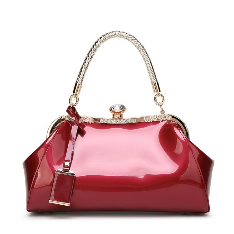 Fashionable Patent Leather Glossy Women's Bag, Red Grand Handbag, Women's One Shoulder Diagonal Cross Bag