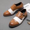 Fashion British Style Pointed Men Dress Shoes Big Size 38-48 Casual Business Men's Leather Shoes Brown Buckle Monk Shoes Man Party Shoes