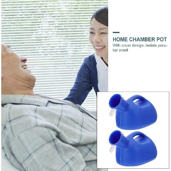 Бутылка-писсуар для мужчин – 2000 мл Упаковка из 2 штук – Непроливающийся мужской писсуар с крышкой для защиты от запаха – Портативный пластиковый контейнер для мочи для автомобиля,