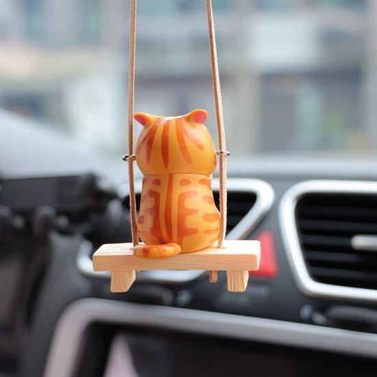 Подвеска в виде зеркала заднего вида, подвесное украшение со шнурком, легко повесить, очаровательное украшение в форме мультяшного кота, подвеска для салона автомобиля