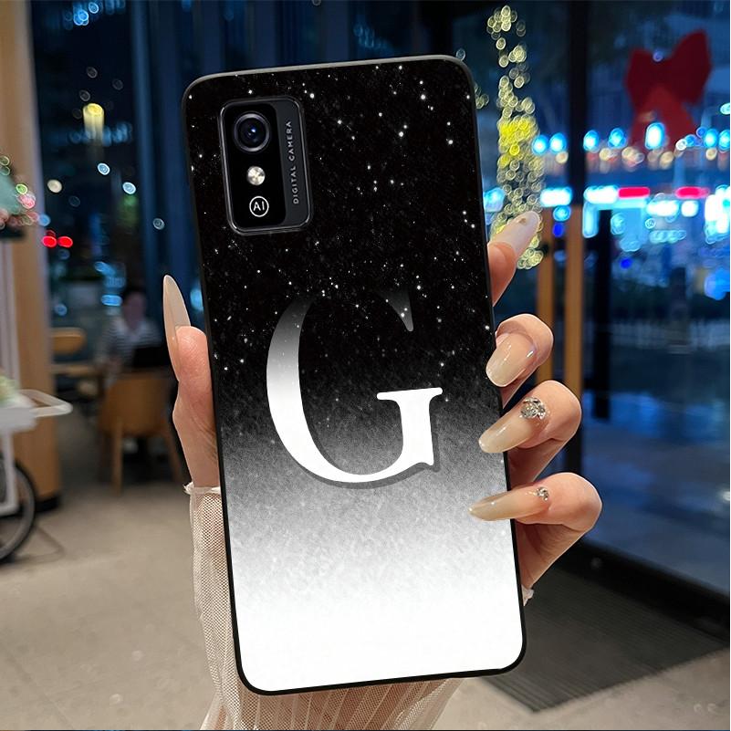 Anti-scratch Case For ZTE Blade L9 Silicone Black Soft Initial Letter With Flower Shiny Starry Sky Pattern Protective Back Case