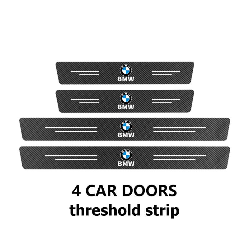 TWDG8 4pcs Carbon Fiber Car Sticker Door Threshold Waterproof Decal For BMW M 1 3 4 5 6 7 Series M3 M6 F01 F02E34 E36 E70 F10 X6 X1