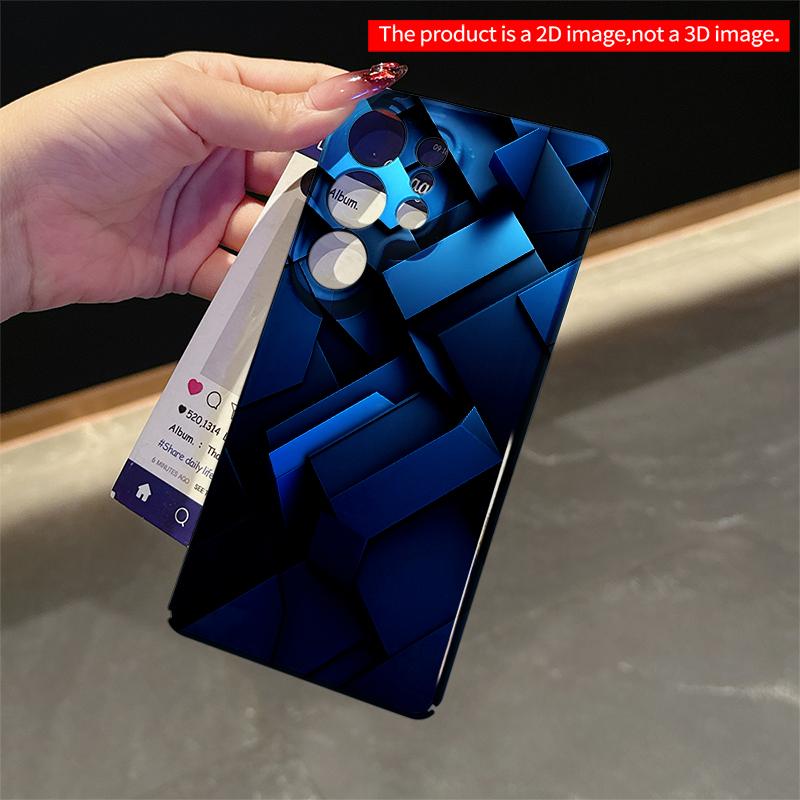 2DFlat Samsung phone case Blue Geometric Layered Pattern Phone Case Applicable to Galaxy S22 S23 S24 S25ULTRA S26 A12 A13 A14 A15 A16