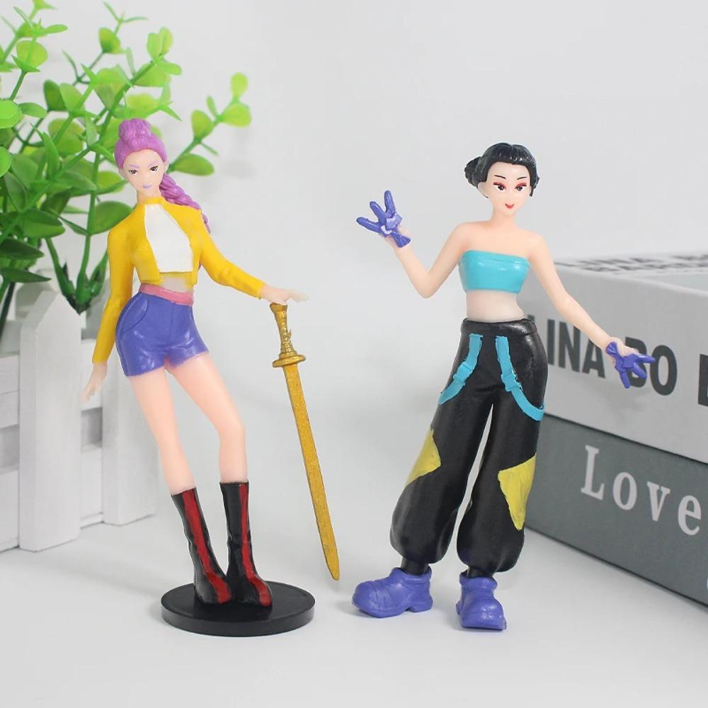 12pcs/Set Kpop Demon Hunters Action Figure Toy Derpys Tiger Rumi Mira Zoey Sussy Figurine Doll For Fans Gift