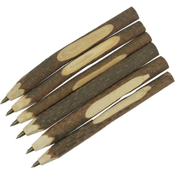Handmade Wooden Ballpoint Pen Creative Original Ecological Wood Pen Long Style (about 6.7 inches, 17 cm) - 6 pcs