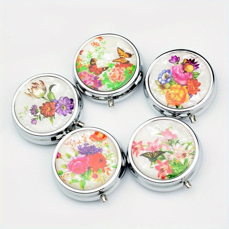 1PC Portable Travel Essential Pill Splitters Pill Case Container for Medicines Organizer Metal, Jewelry Box, Compartmentalized Storage