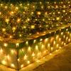 Solar Net Mesh String Lights Outdoor 3X2M 200 LEDs Tree-wrap Light Dark Green Cable Outdoor Mesh Lights for Garden Decor