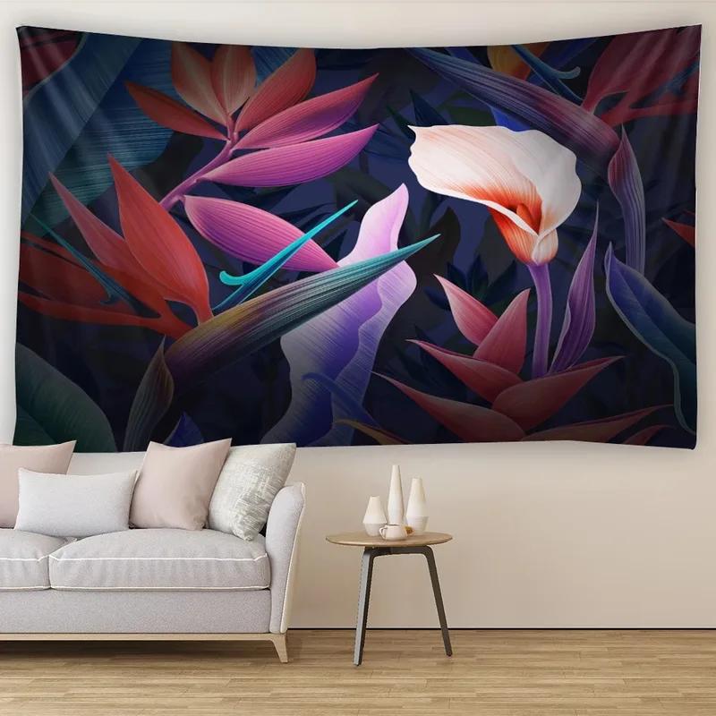 Главная Настенное украшение Гобелен Растительные листья Фон Подвесная ткань Офис Гостиная Гобелен